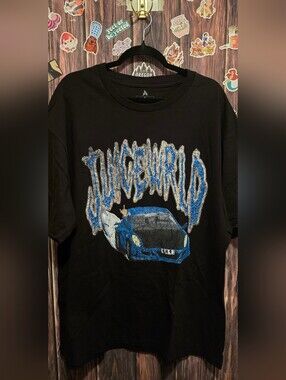 JUICE WORLD Black Graphic T-Shirt with Blue Sports Car Print